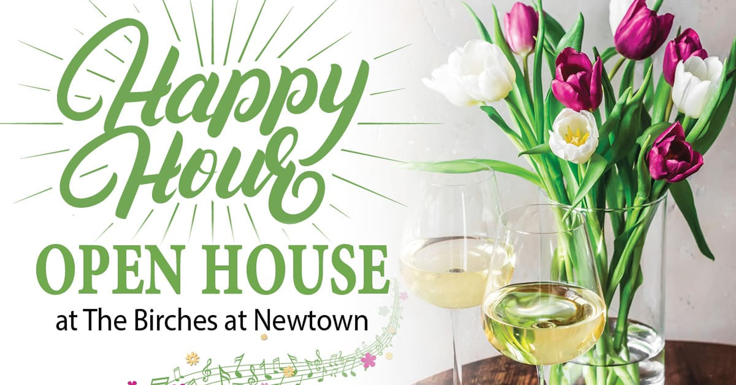 Happy Hour Open House with tulips and wine